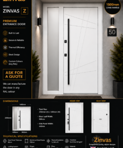 Zinvas Z – Traffic White | Frosted Glass Side Panel | 2050×1400mm