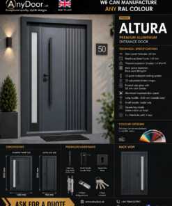 Altura – Anthracite Grey | Fluted Panel | Frosted Glass | 2050×1400mm