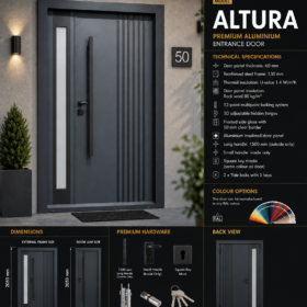 Altura – Anthracite Grey | Fluted Panel | Frosted Glass | 2050×1400mm