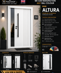 Altura – Traffic White | Fluted Panel | Frosted Glass | 2050×1400mm