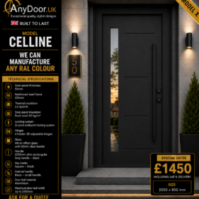 AnyDoor Celline – Traffic White RAL 9016 | Frosted Glass | Single Door 2050×900mm