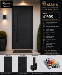 Italian Door Traiana – Black RAL 9005 | Single Door | £1450 incl. VAT & Delivery