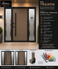 Italian Door Traiana – Beige | Double Frosted Side Panels | 2100×1700mm