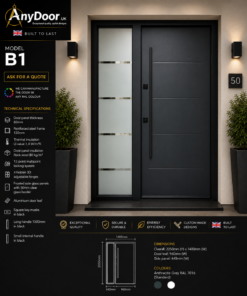 Italian Door B1 – Anthracite Grey RAL 7016 | Chrome Strip Accents | 2050×1400mm