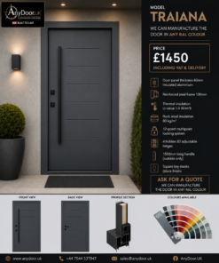Italian Door Traiana – Anthracite Grey RAL 7016 | Single Door | £1450 incl. VAT & Delivery