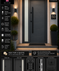 Italian Door V1 Exclusive – Diagonal Lines Design | Frosted Side Panel | 2050×1400mm