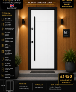DAVOS White Black Frame – Single Frosted Side Panel