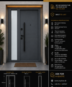 Italian Door Carpia – Anthracite Grey | Frosted Side Panel | 2050×1400mm