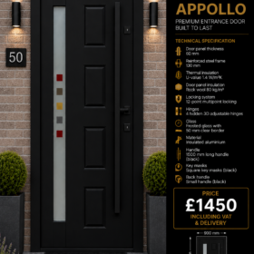 APPOLLO – Jet Black RAL 9005 | Single Door 900mm
