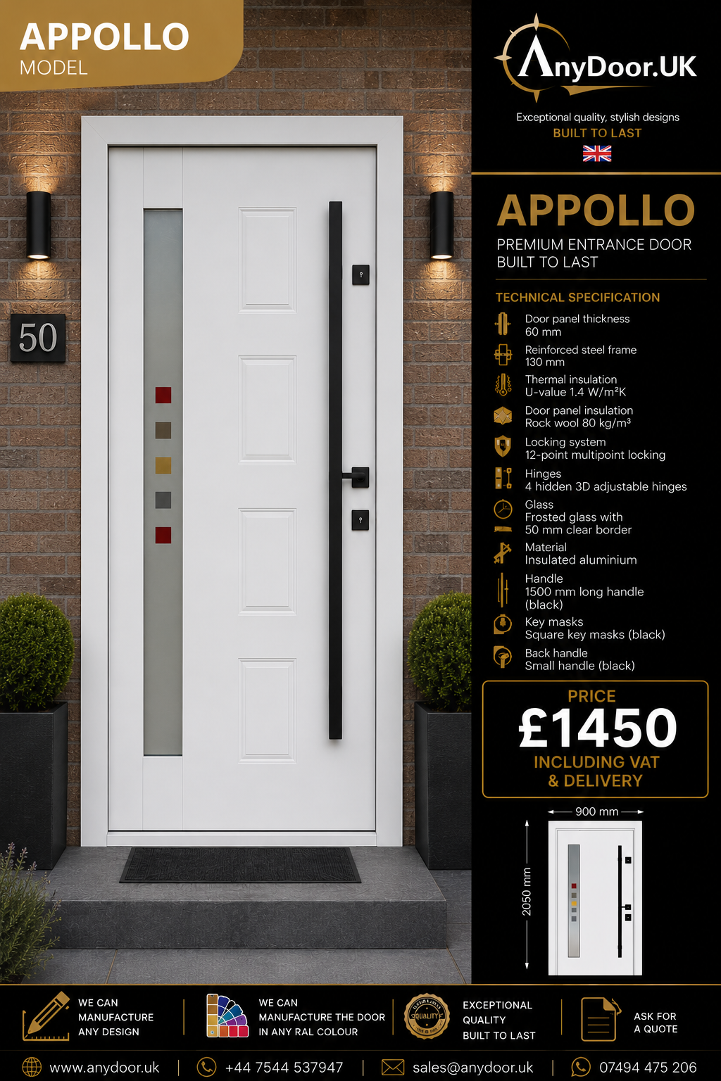 APPOLLO – White | Single Door 900mm